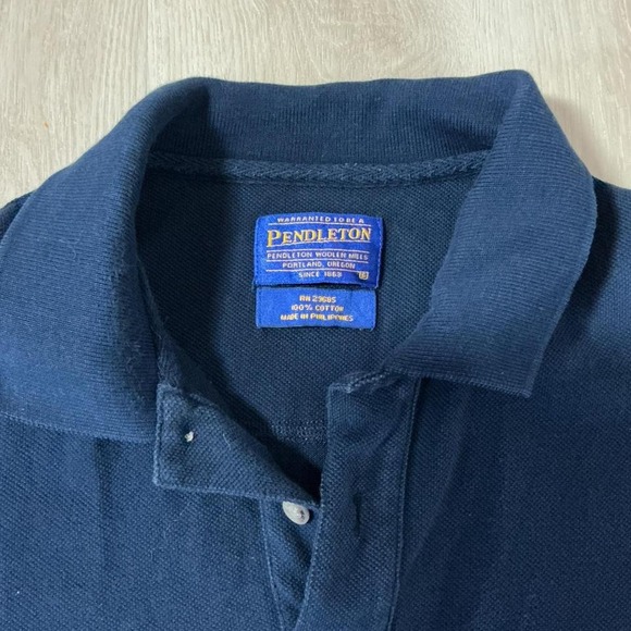 Pendleton Men's Navy Blue 100% Cotton Short Sleeve Polo Shirt Preppy - Picture 4 of 6